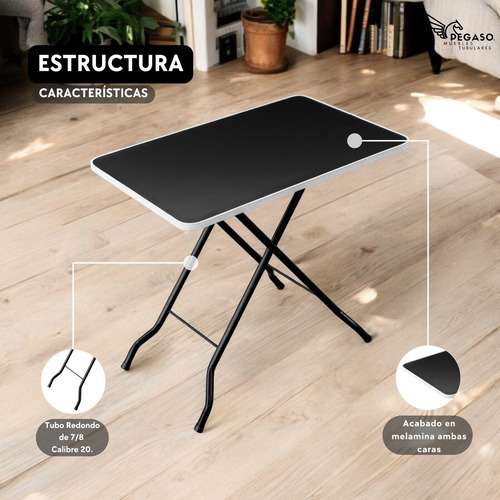 Mesa Plegable En Melamina Portátil Pegaso Color Negro