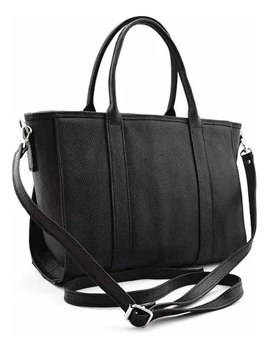 Cartera Mujer Dinobutelli Bolso Cuero Legitimo Reforzado Negro Cuero Níquel Negro