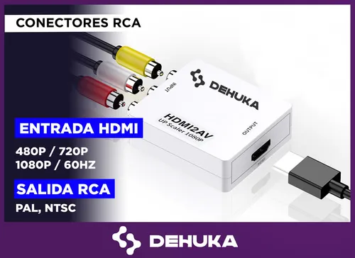 Adaptador Conversor Hdmi A Rca Dehuka Para Dispositivos Con Salida Rca  1080p Tv Monitor Proyector Compatible