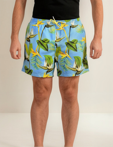 Short Hugo Boss Azul Con Flores Para Hombre- Original