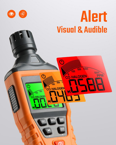 Detector Monoxido De Carbono Portatil Alarma Audible Visual