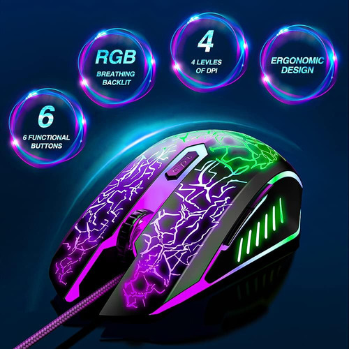 Ratón Bengoo Rgb Retroiluminado Gaming Negro