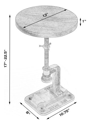 Mesa Lateral Offex Modern Redonda Ajustável Com Pedestal Mul