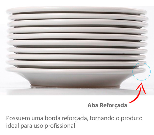 Kit 24 Prato Raso Resturante Branco Porcelana Germer Iguaçu