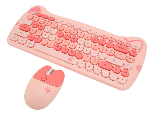 Teclado Y Ratón Mute, Bonito Gato Y Kawaii Inalámbricos, Col