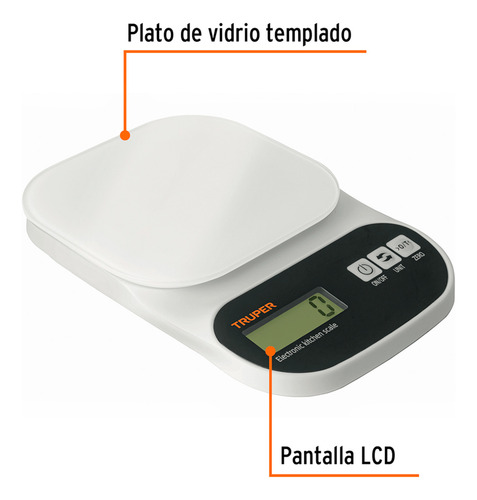 Báscula Digital Plato De Vidrio 5 Kg Base-5ec Truper