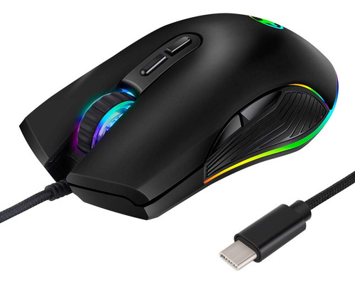 Raton Rehoc Usb Tipo Ergonomico Cable Optico Para Juego Rgb