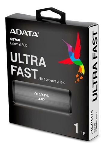 Ssd Externo Adata Se760, 1tb, Usb-c, Negro - Para Mac/pc