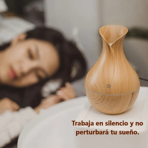 Humidificador Difusor Usb 130 Ml Esférico Imitación Madera Marrón Claro
