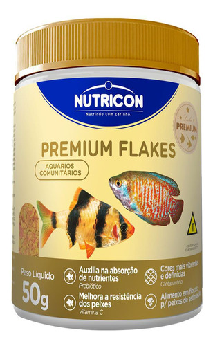 Ração Nutricon Premium Flakes 50g - Para Peixes Tropicais