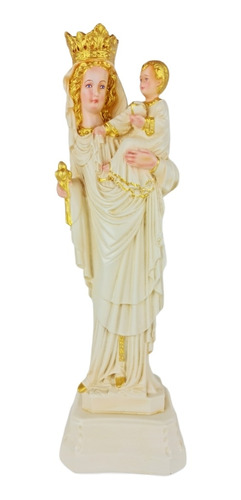 Imagem Nossa Senhora De Paris Branca Detalhes Dourado 28cm