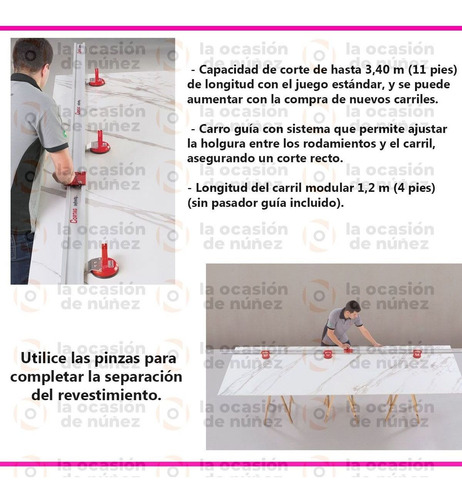 Imagen 3 de 8 de Cortadora Infinity 340cm Manual Ceramica Porcelanato Cortag