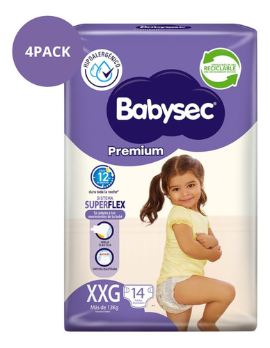 Babysec Premium - Pack X 4 Paquetes - Elige Talla 
