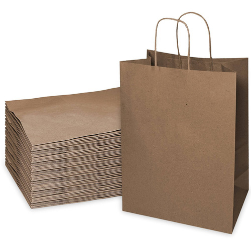 Ecoquality  25 Bolsa Papel Kraft Marron S Asa Compra Regalo