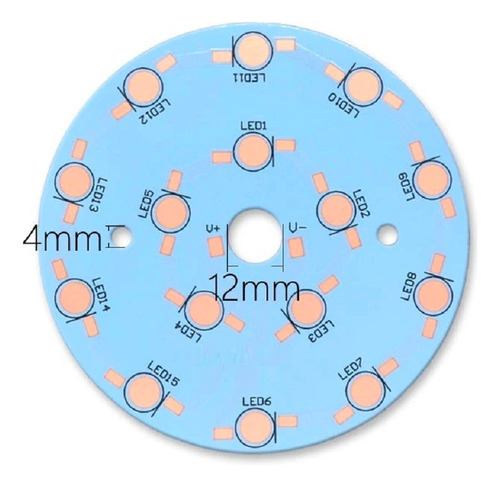 Disipador Calor Aluminio Para 15 Led 90mm