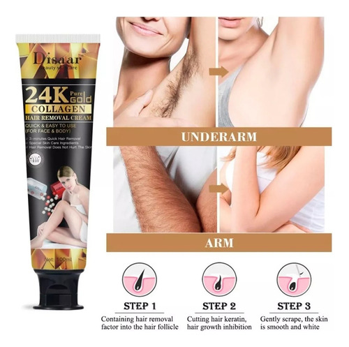 Crema Depilatoria Disaar 24k Gold Y Colageno 100ml