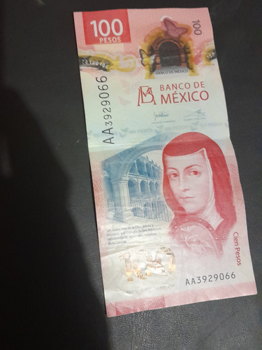 Billete 100 Pesos Sor Juana Serie Aa3929066 8 Mayo 2020