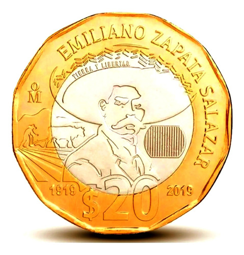 1 Moneda De 20 Pesos Zapata Nueva Sin Circular En Cápsula 