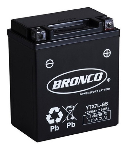 Imagen 1 de 6 de Bateria Moto Bronco Ytx7l-bs