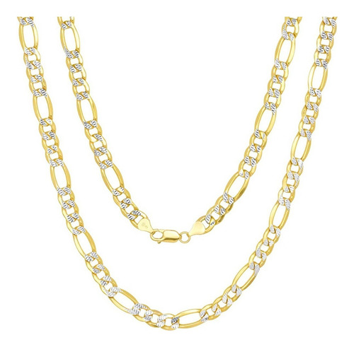 Cadena Figaro Romantika Joyas 1129 3x1 Diamantada Oro 10k 50cm 4mm Italy Color Dorado