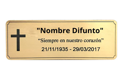 Placa Funeraria Para Urna/nicho 16x8cm Grabado Personalizado