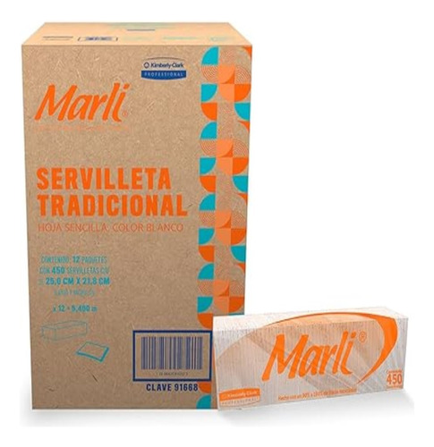Servilleta Marli Tradicional Caja 5,400 Piezas, 12/450hjs
