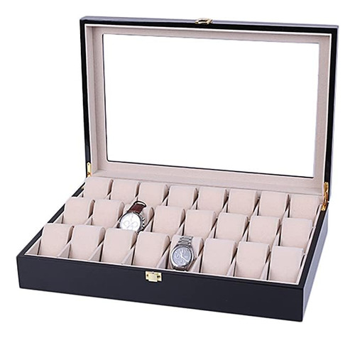 Organizador De Caja De Reloj De 24 Ranuras Fosinz, Elegante 