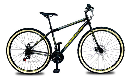 Bicicleta Aro 29 Aço Carbono 21 Velocidades Freio A Disco Cor Preto/Dourado Tamanho do quadro 18