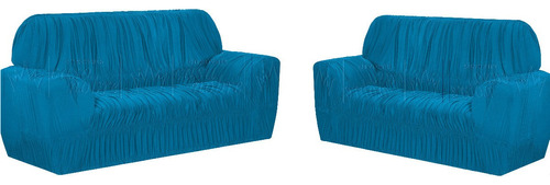Capa De Sofa 21 Elasticos 3 E 2 Lugares Protetor Elasticada Cor Azul-turquesa