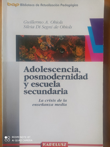 Adolescencia, Posmodernidad Y Escuela Secundaria / Obiols