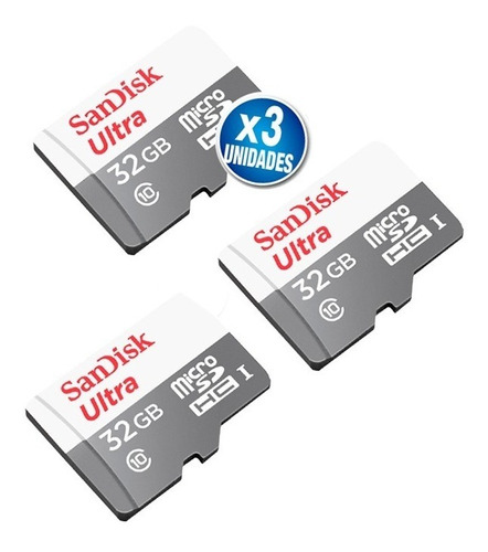 Pack X3 Tarjeta Microsd Sandisk Ultra 32gb 80mbps Clase10