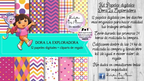 Papeles Fondos Digitales Dora La Exploradora Kit Imprimible