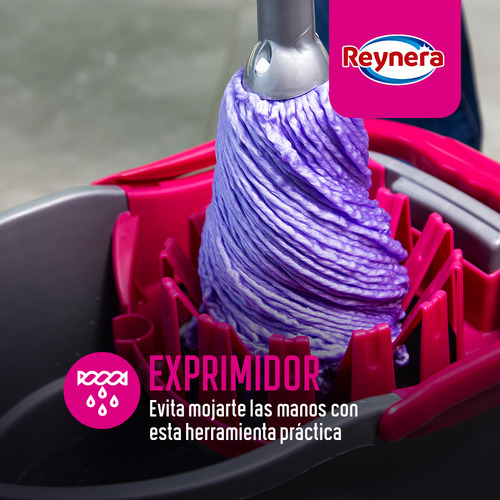 Kit Escoba Mop Colgador De Escobas Cubeta Recogedor Reynera Gris Oscuro