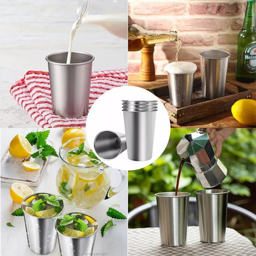 Vasos De Acero Inoxidable Apilable 500ml 5 Pzs Para
