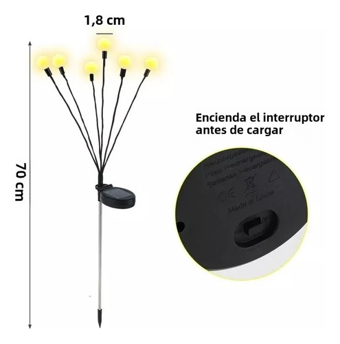 2 Lámparas Solares Con Forma De Luciérnaga De 10 Led Para Ex