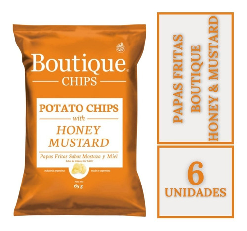 Papas Fritas Boutique Chips  Mostaza Y Miel X 6 X 65g.