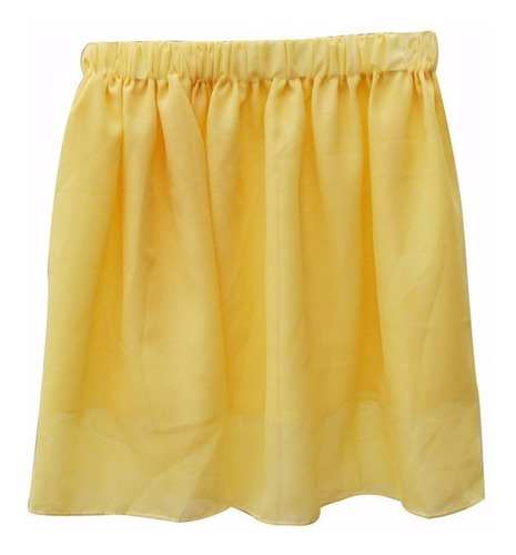 Saia Chiffon Plissada C/ Saiote Amarelo Liso - Tamanho Único