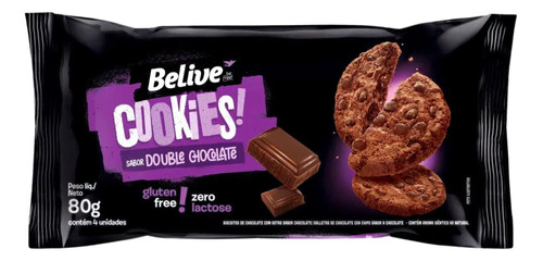 Belive Cookie S/ Glúten E S/ Lactose Double Choco 80gr