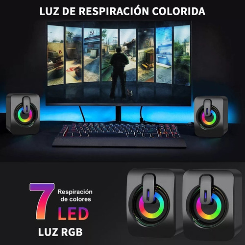 Bocinas Para Pc Computadora Escritorio Altavoz Rgb Subwoofer