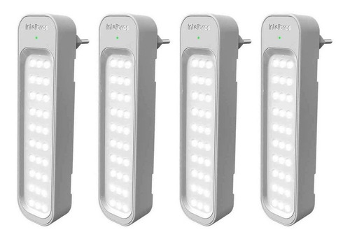 Kit 4 Luz De Emergência Intelbras LEA 150 Sistema Antifurto Interna Cor Branco 100v/240v