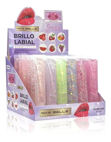 Labial Brillo Glitter Frutal Pack 6 Unidades