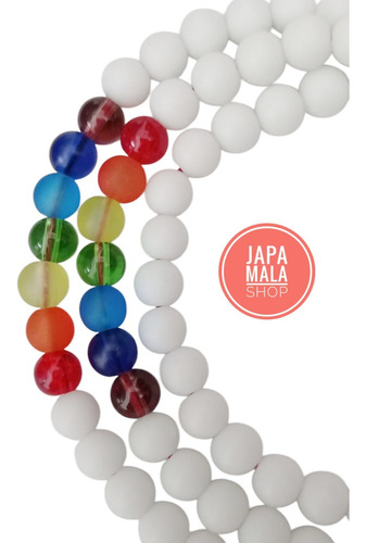 Japa Mala Rosario Budista Onix Blanco Y Cuentas Chakras
