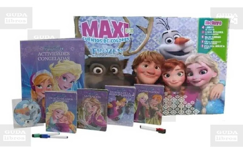  5 Libros Frozen Disney Maxi Box -cd- Pizarras - 4 Fibrones