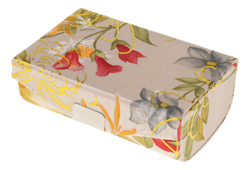 Caja De Lápiz Labial Floral Brocado Con Estuche Con Espejo