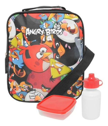 Lancheira Térmica Infantil Angry Birds Red Carinhas C/ Potes Cor Preto Angry Birds Game