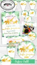 Comprar Kit Imprimible Fiesta Safari Gold Invitacion + Candy Bar