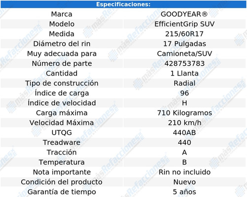 Goodyear 215/60r17 Efficient Grip Suv 96h