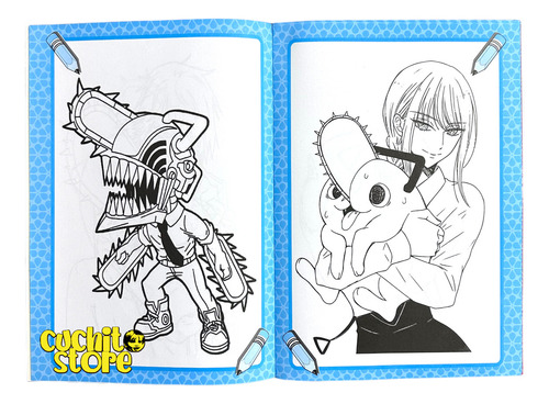 Mini Mega Libro Para Colorear Pochita Chainsaw Man
