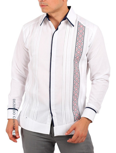 Guayabera Yucateca Bordada En Punto De Cruz. Mod. Espita