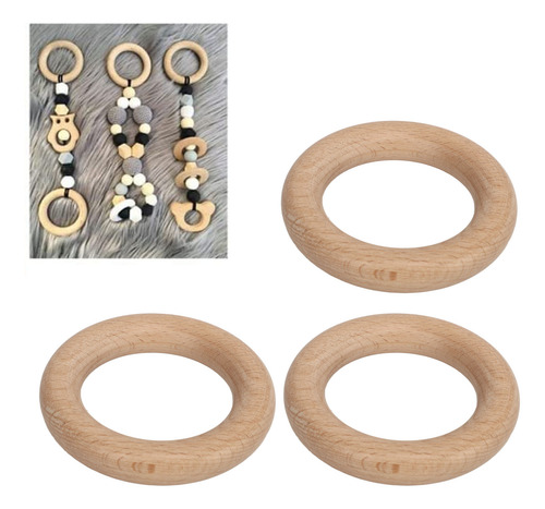 10 Anillos De Madera De Grano Natural Pulidos Suavemente